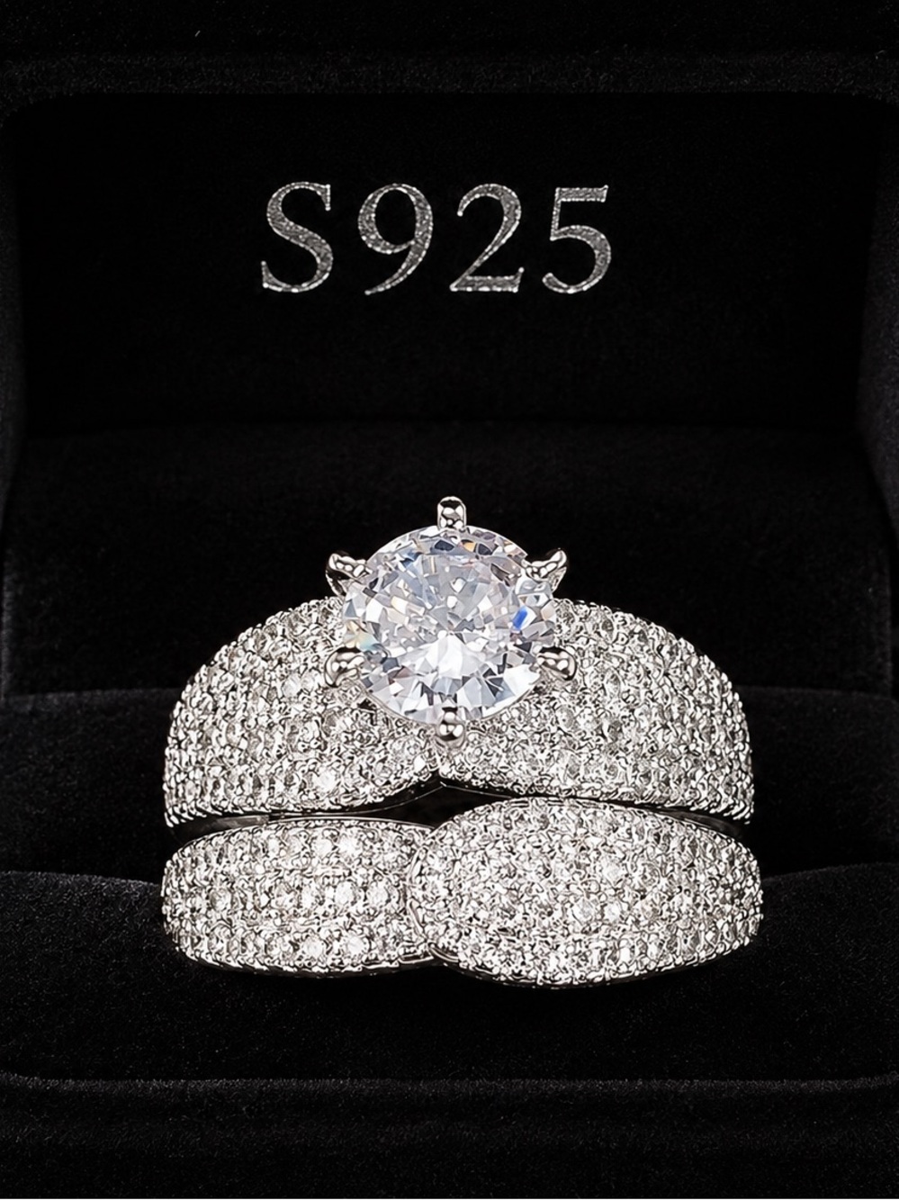 S925 Sterling Silver CZ  Infinity Bridal Ring Set | Sz 6